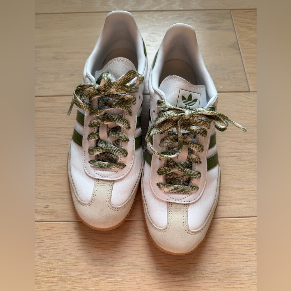Adidas Samba White and Olive Sneakers - Picture 3 of 7